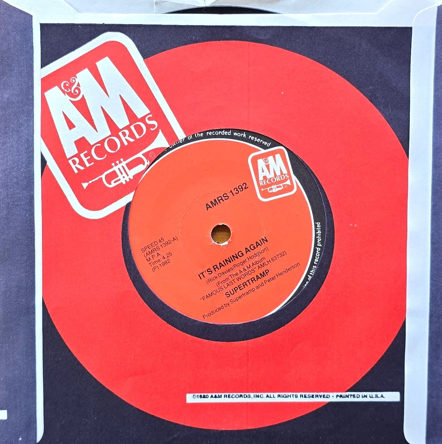 Supertramp – It's Raining Again (7" Single)