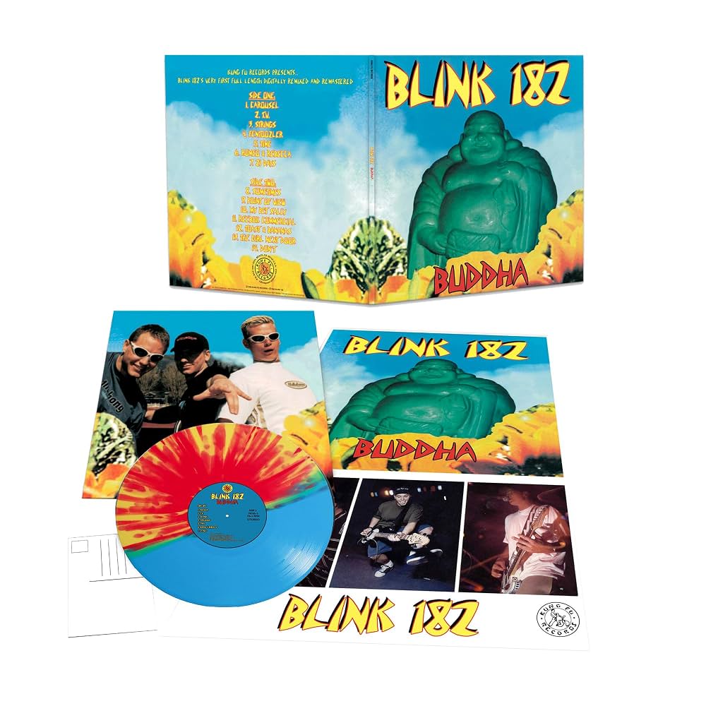 Blink-182 – Buddha (half blue, half yellow w/ red splatter)