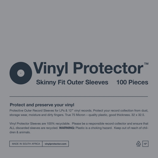 Vinyl Protector – 12″ Plastic Outer Record Sleeves – SKINNY FIT (100)